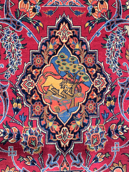 Collector Item - 4'3"x6'10" - Antique Pre-1900 Fine Wool Pile Kashane Rug