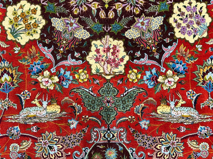 Collector Item - 10'9"x14'8" Hand-Knotted Wool & Silk Tabrize Area Rug