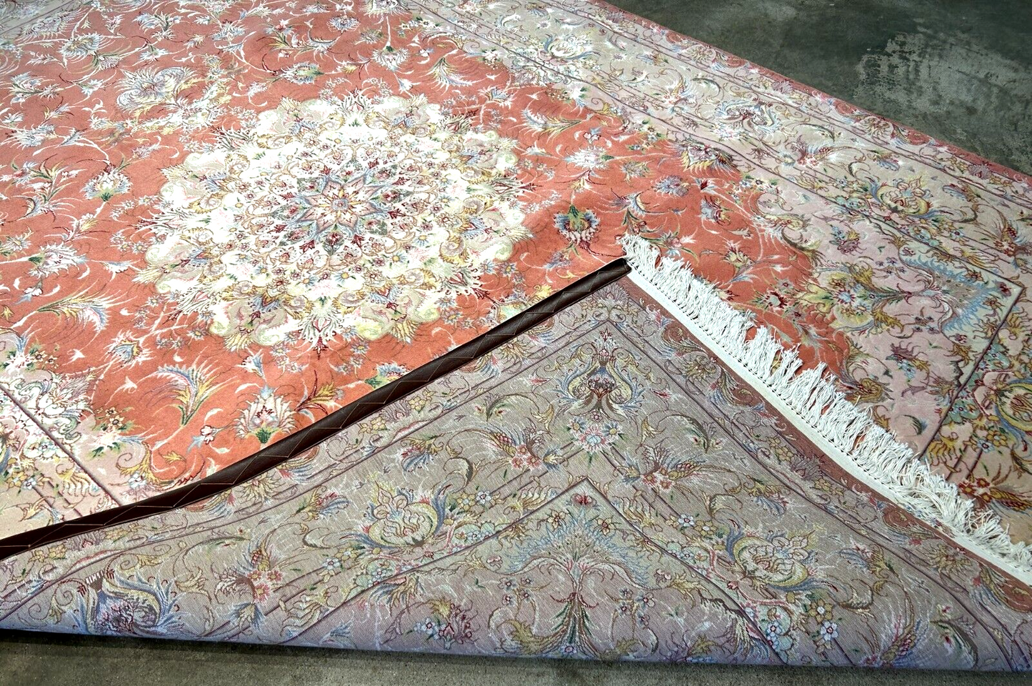 6'7"x9'9" Fine Hand-Knotted Wool & Silk Blend Tabrize Carpet - Area Rug