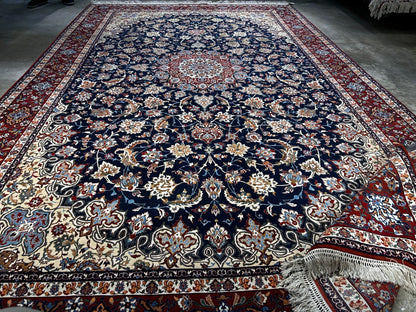 7'9"x12'8" Extra Fine Hand-Knotted Wool & Silk Isfahane Seirafian Rug