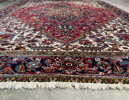 8'2"x10'8" Vintage Hand-Knotted 100% Wool Pile Herize Area Rug - Carpet