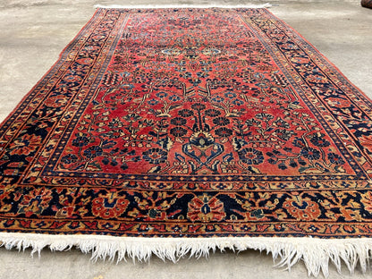 4'9"x6'3" Collector Antique Hand-Knotted 100% Wool Sarouke Rug