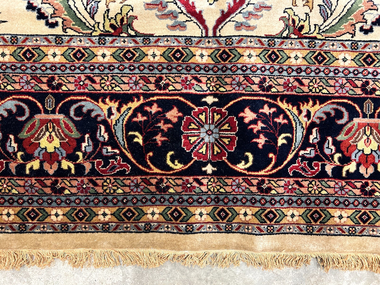 9'1"x12'1" Hand-Knotted 100% Lamb Wool Sarouke Design Carpet - Area Rug