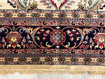 9'1"x12'1" Hand-Knotted 100% Lamb Wool Sarouke Design Carpet - Area Rug