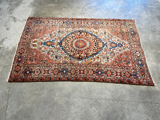 3'3"x5' Antique Hand-Knotted 100% Wool Pile Sarouke Farahan Rug