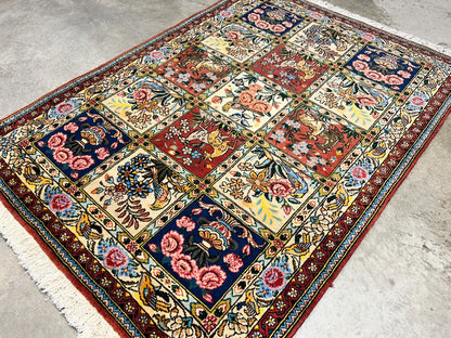 3'5"x5'2" Hand-Knotted 100% Lamb Wool Bakhtiarie Carpet - Area Rug