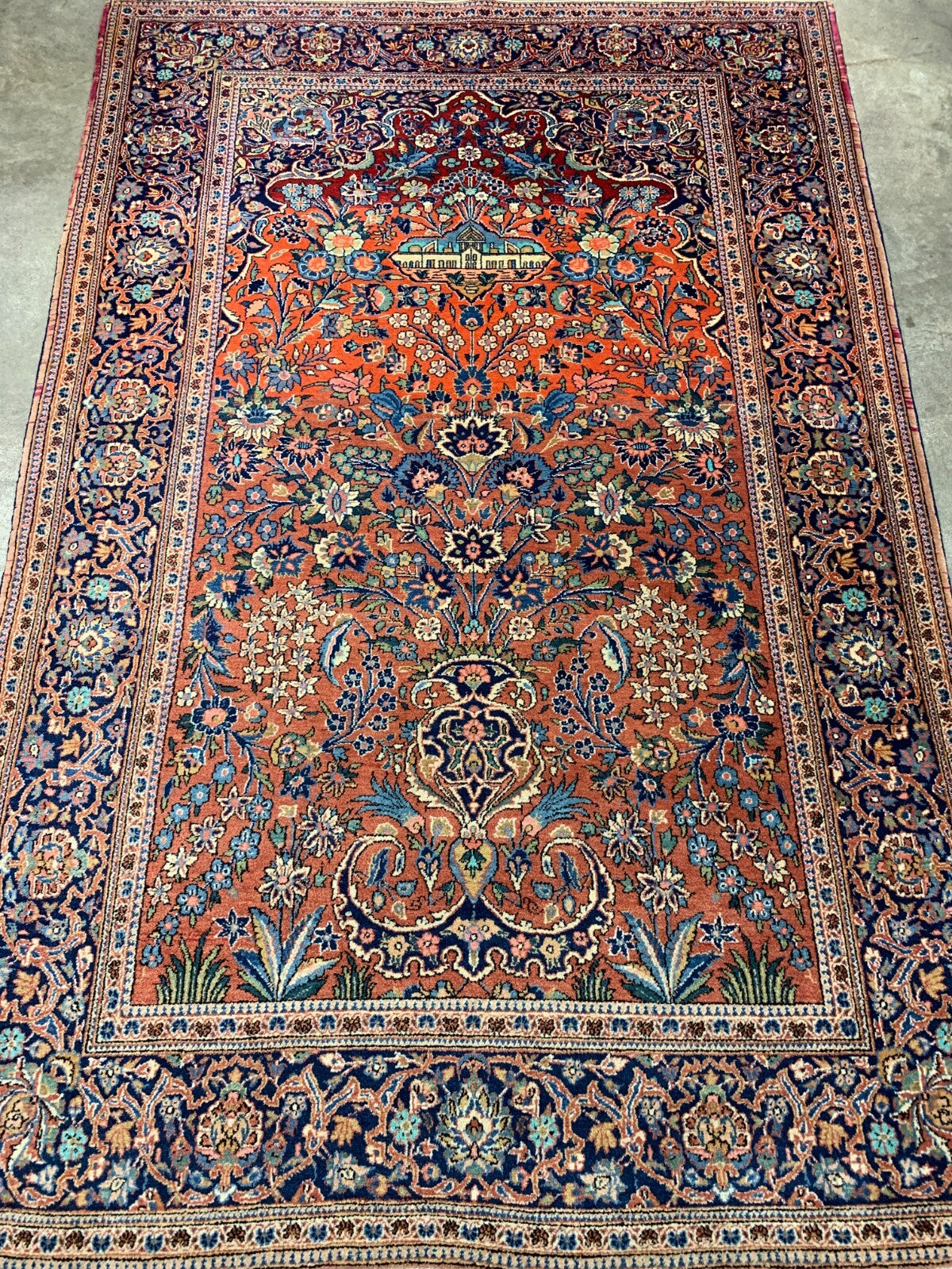 Collector Item -  4'5" x 6'8'' Antique Hand-Knotted 100% Wool Kashane Rug