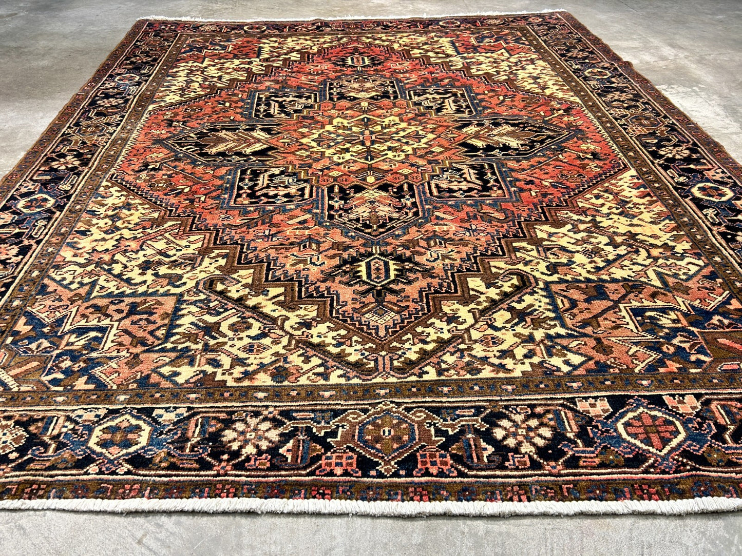 7'8"x8'10" Hand-Knotted 100% Wool Herize Carpet - Area Rug - Square Shaped