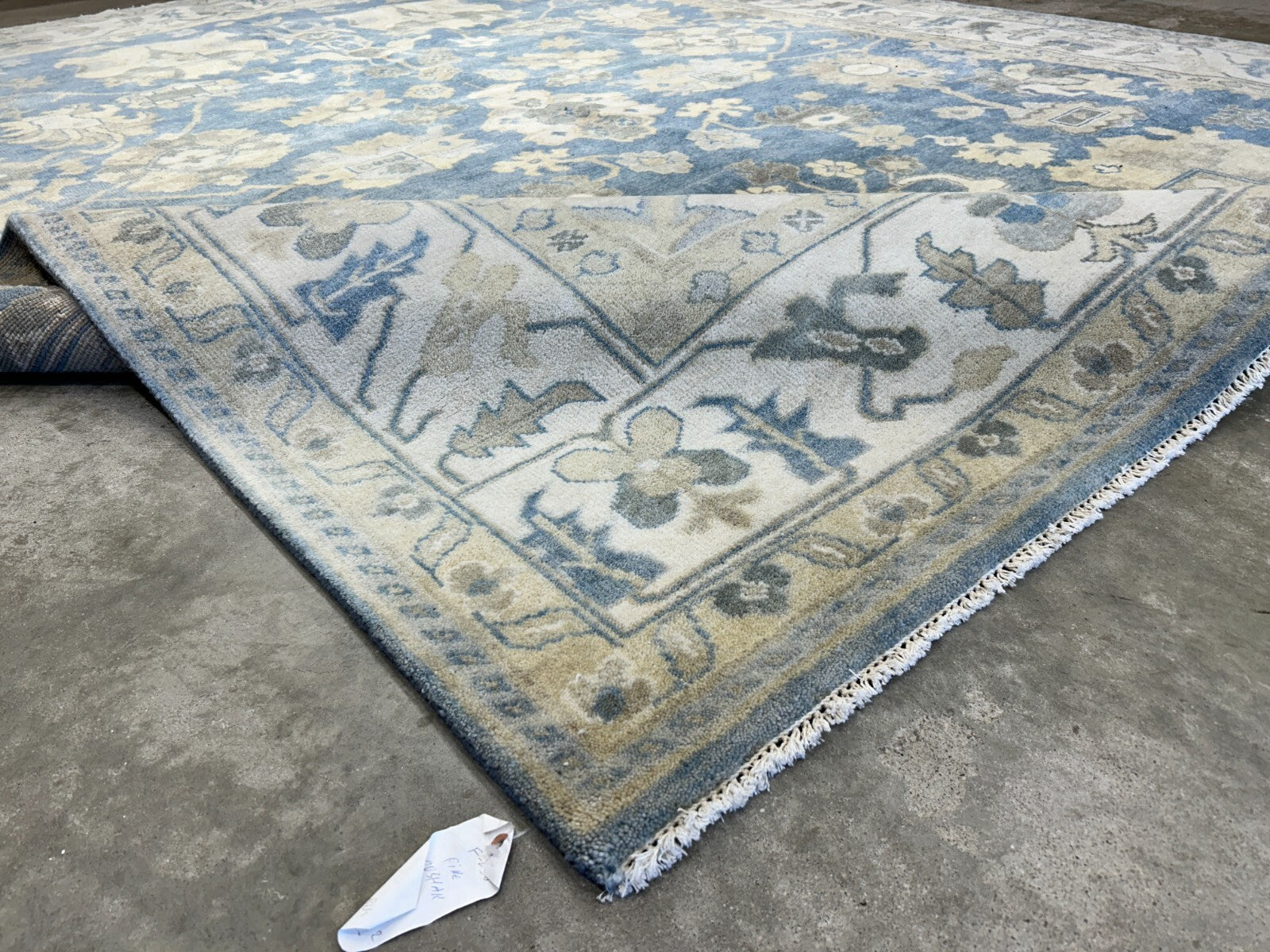 9'1"x12'2" Hand-Knotted 100% Wool Pile Oushak Rug