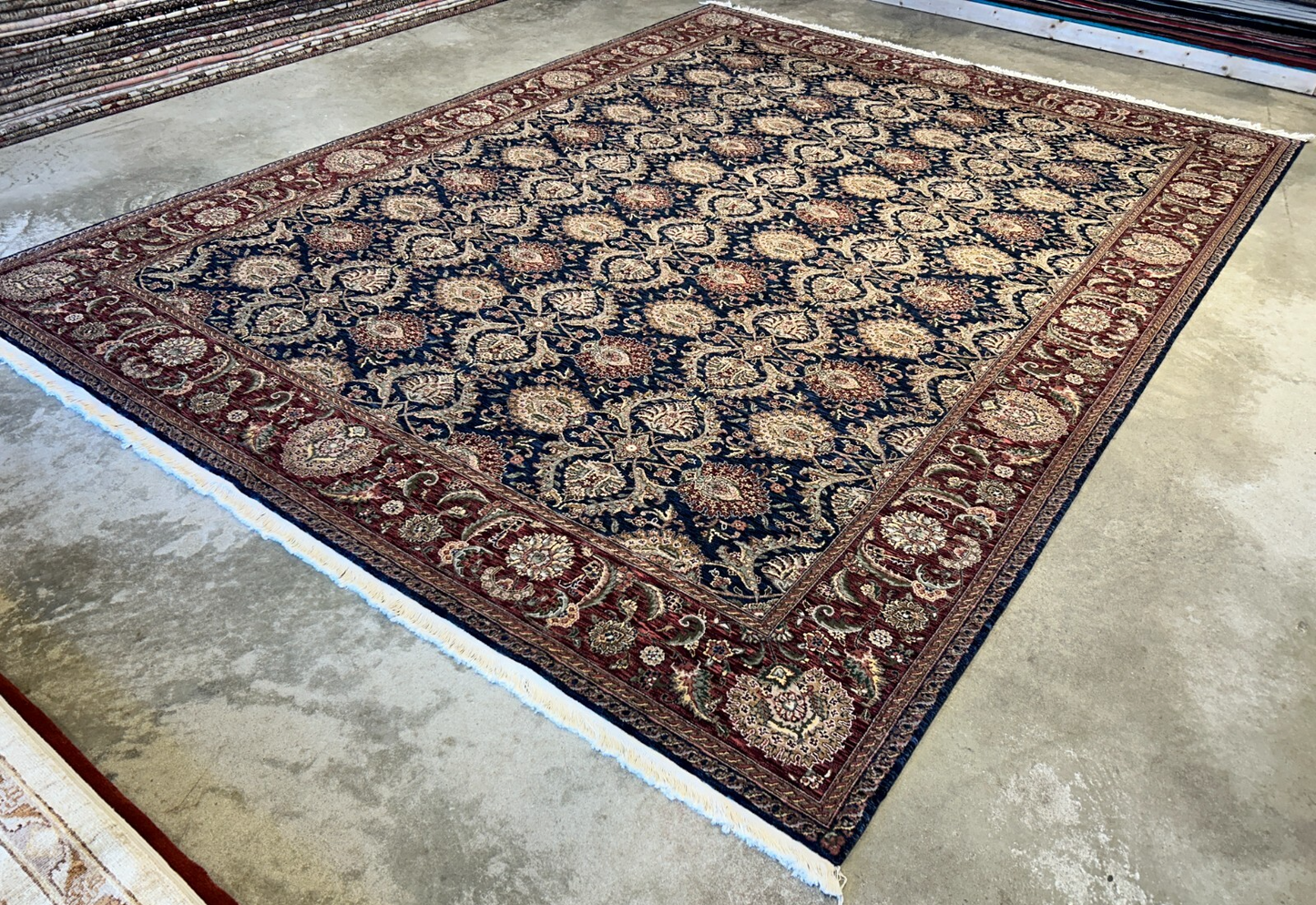 9'x12'2" Hand-Knotted 100% Wool Pile Oriental Rug