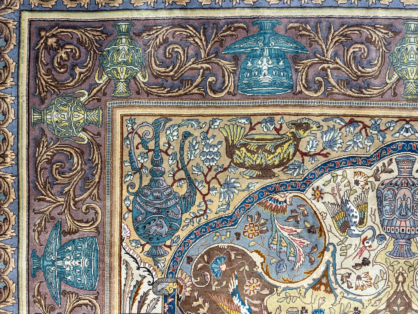 Exquisite 5'10"x8'3" Hand-Knotted Wool & Silk Blend Tabrize Carpet - Area Rug