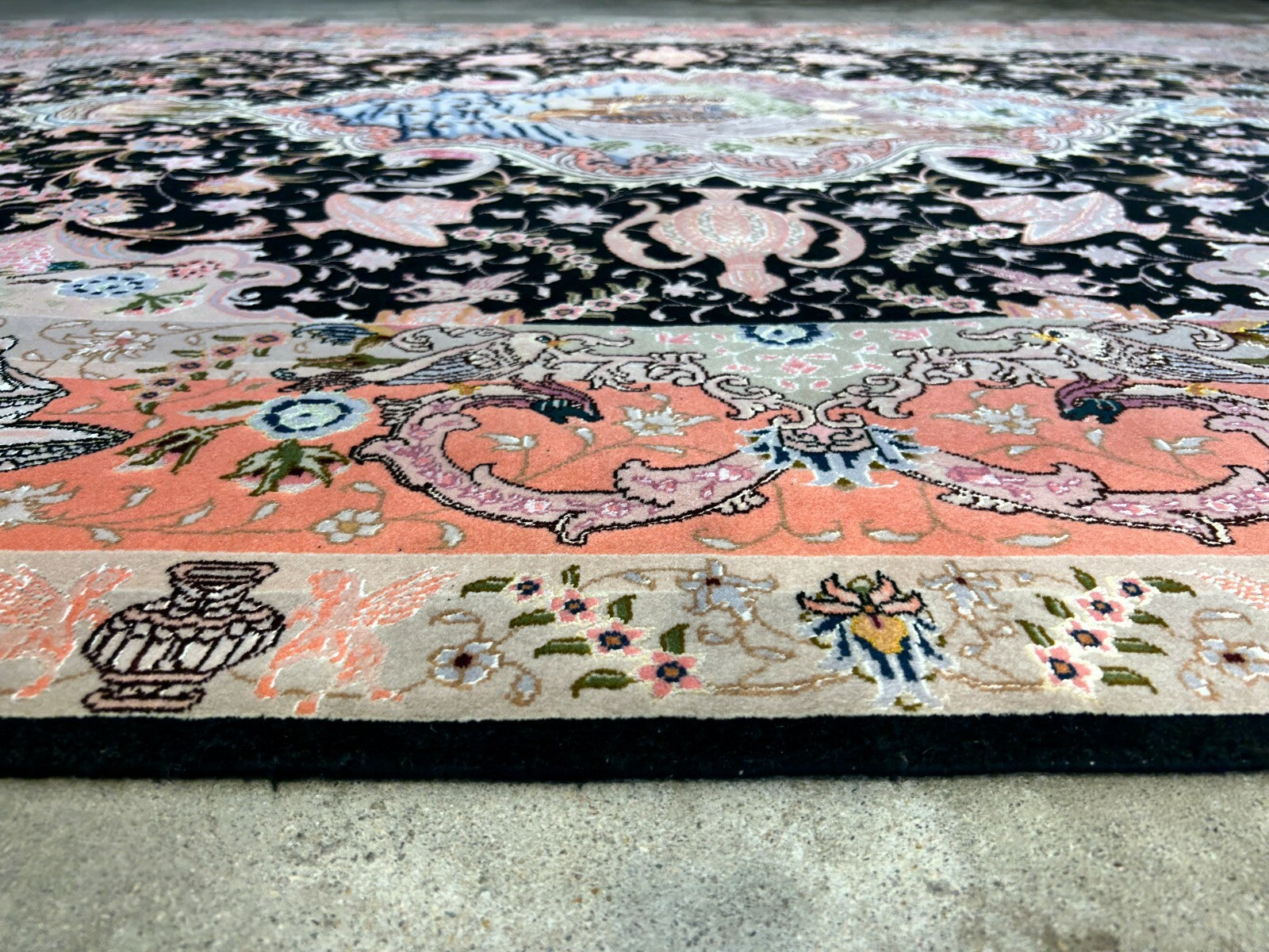 6'8"x10'3" Very-Fine Hand-Knotted Wool & Silk Blend Tabrize Carpet - Area Rug