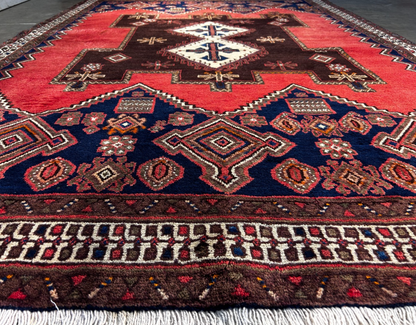 5'6" x 7'9" Hand-Knotted 100% Wool Hamadane Area Rug