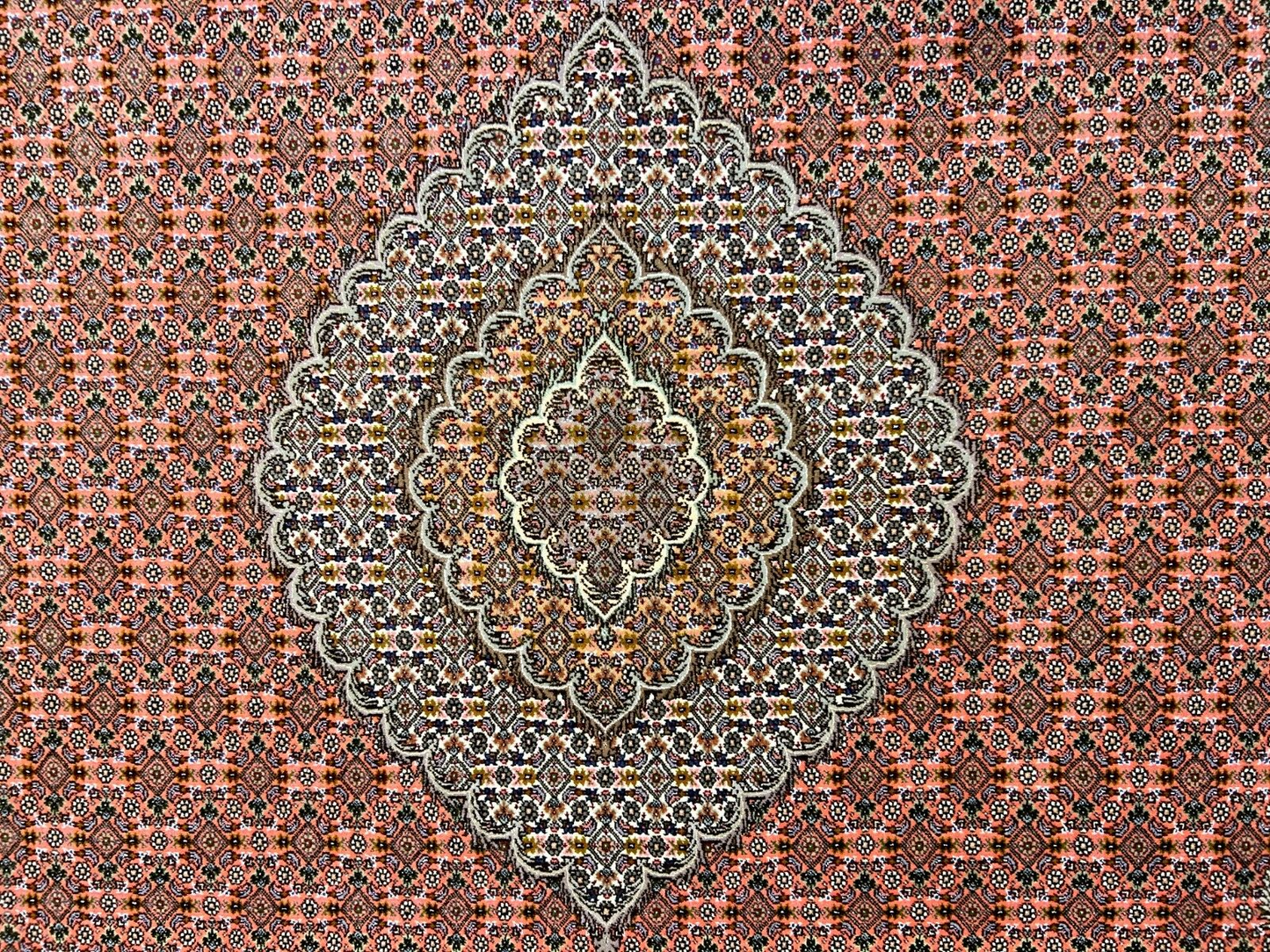 6'10"x10'1" Fine Hand-Knotted Wool & Silk Blend Tabrize Mahi Carpet - Area Rug