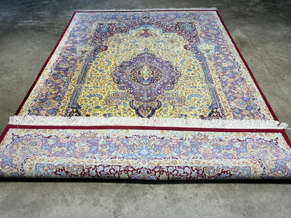 5'4"x8'2" Exquisite Extra-Fine Hand-Knotted 100% Silk Qume Carpet - Area Rug