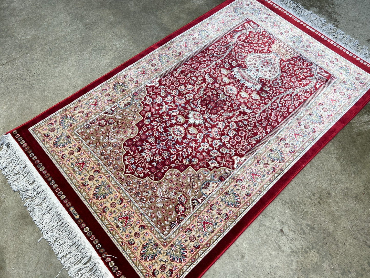 2'8"x4'1" Hand-Knotted 100% Silk Persiane Style Prayer Rug