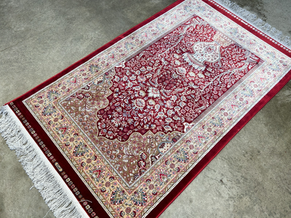 2'8"x4'1" Hand-Knotted 100% Silk Persiane Style Prayer Rug