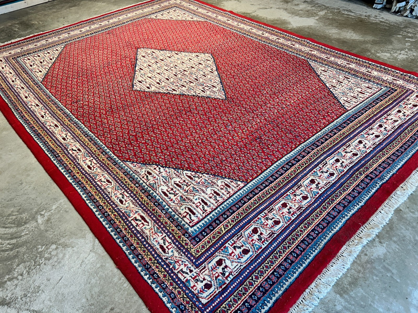 8'5"x12'1" Hand-Knotted 100% Wool Pile Hamadane Rug