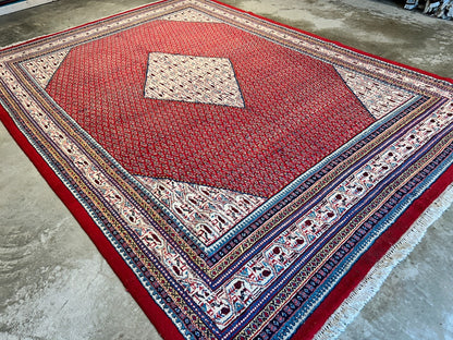8'5"x12'1" Hand-Knotted 100% Wool Pile Hamadane Rug