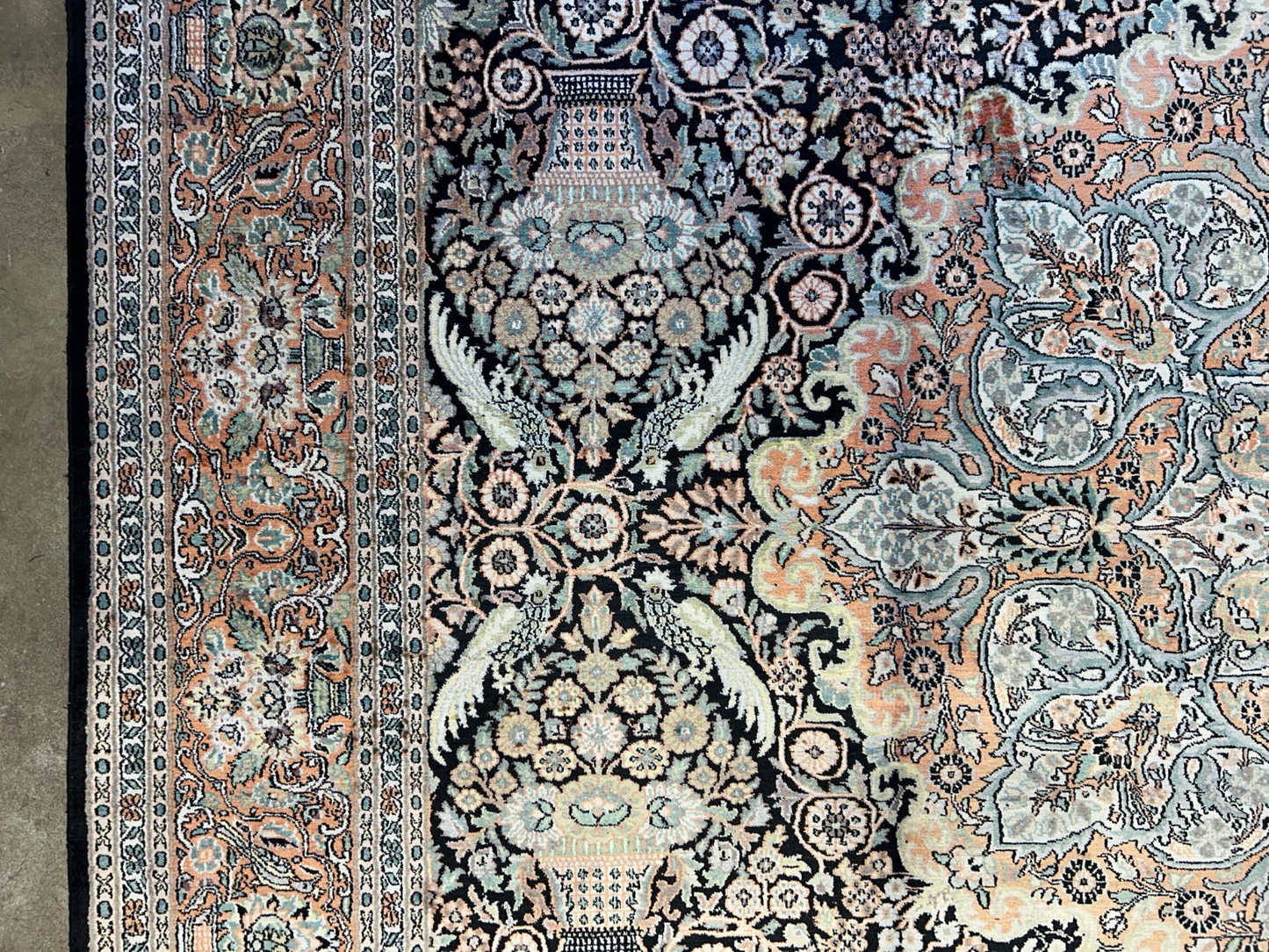 9'x12'6" Hand-Knotted 100%  Kashmiri Silk Pile Area Rug