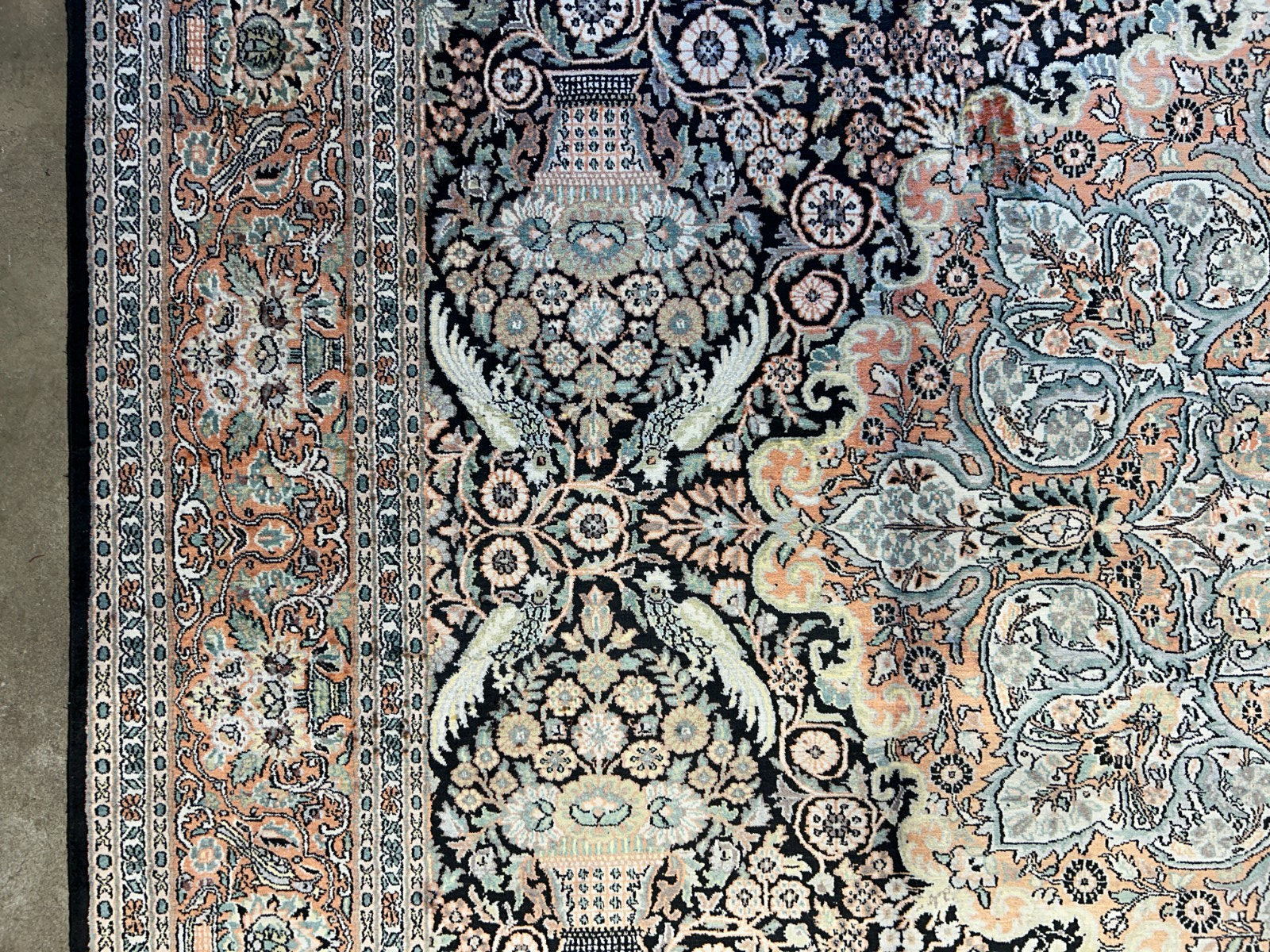 9'x12'6" Hand-Knotted 100%  Kashmiri Silk Pile Area Rug