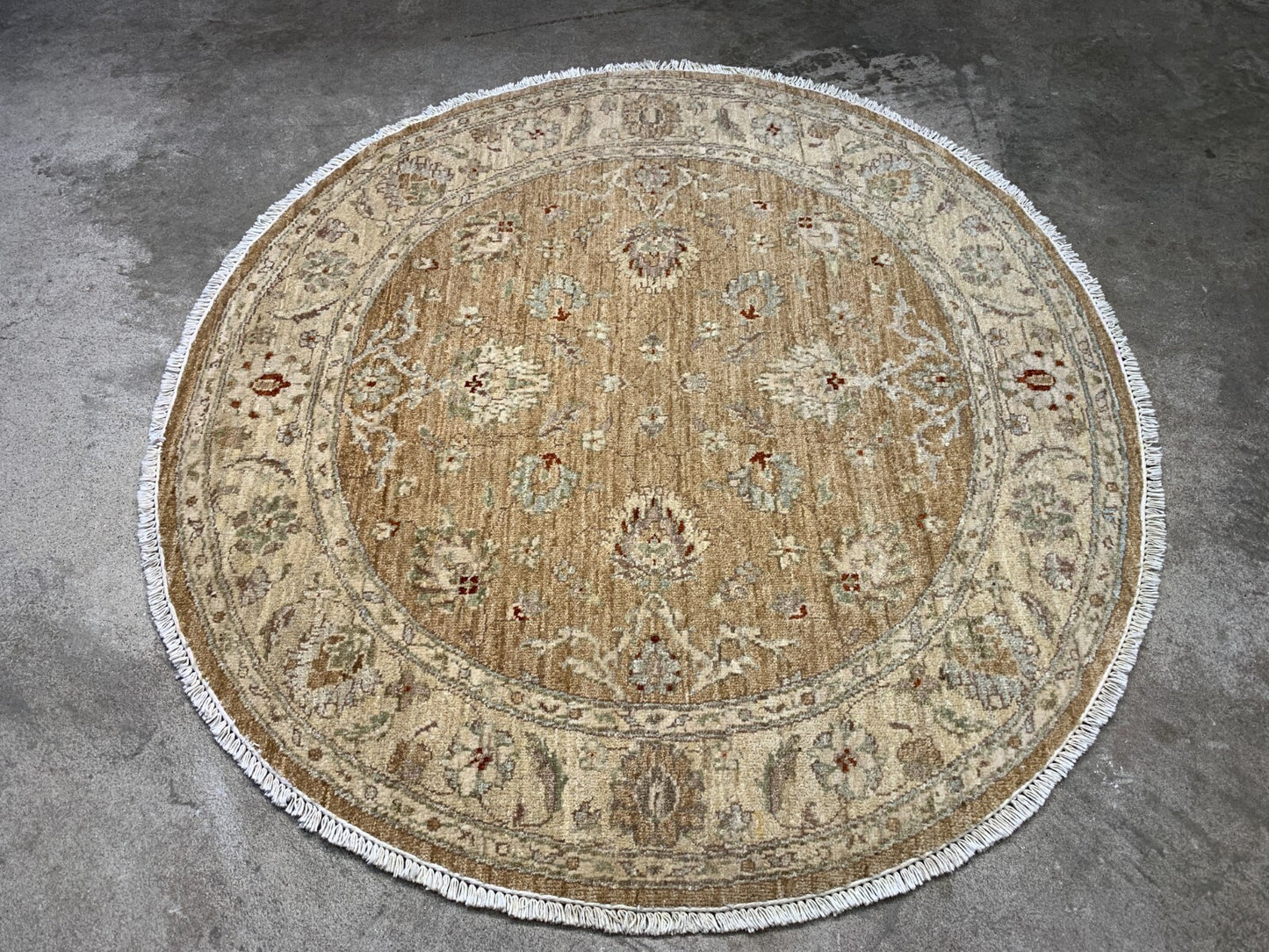 4' Diameter Exquisite Hand-Knotted 100% Wool Pile Oriental Rug