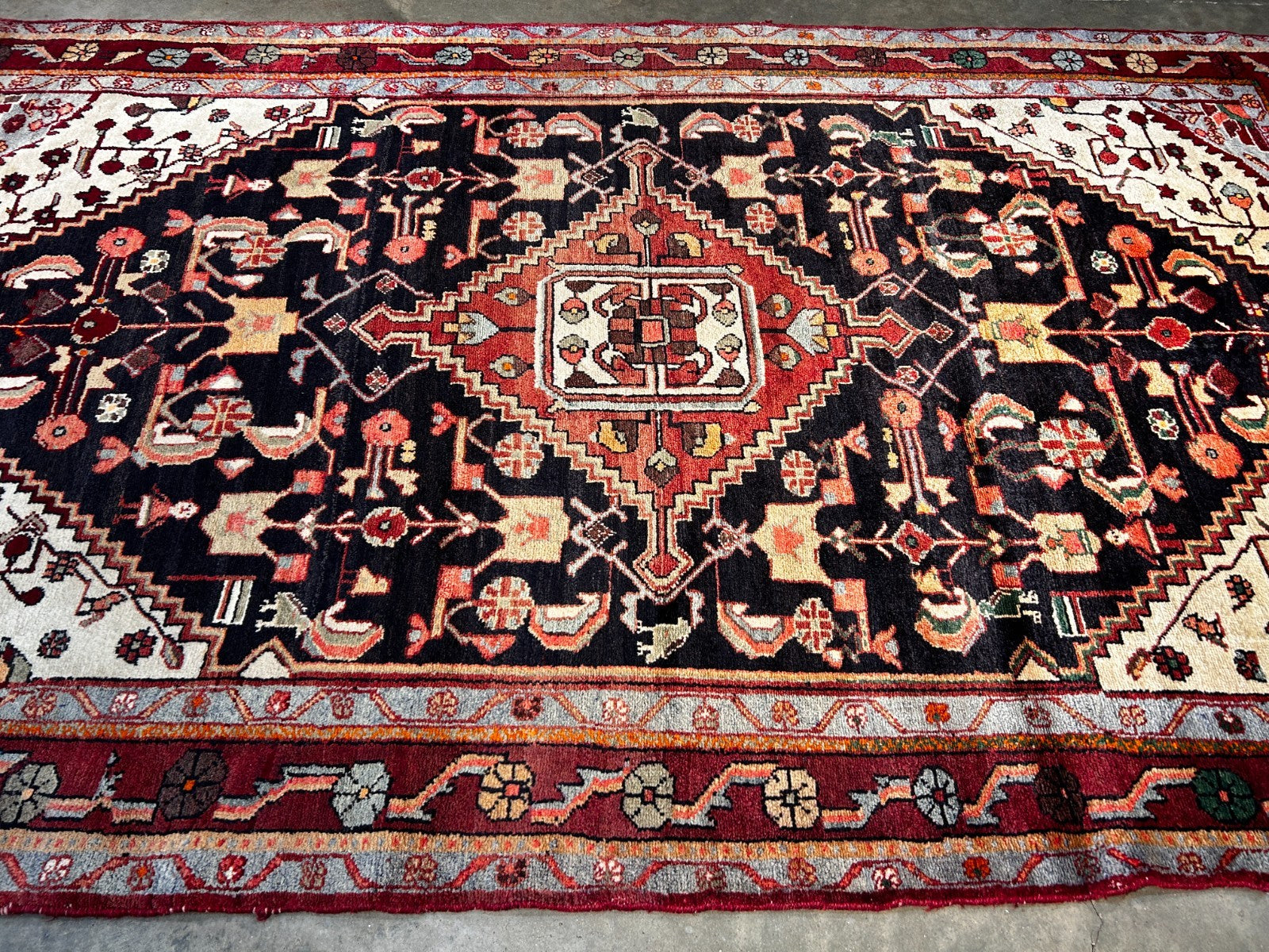 5'2" x 8'7'' Hand-Knotted 100% Wool Pile Hamadane Area Rug