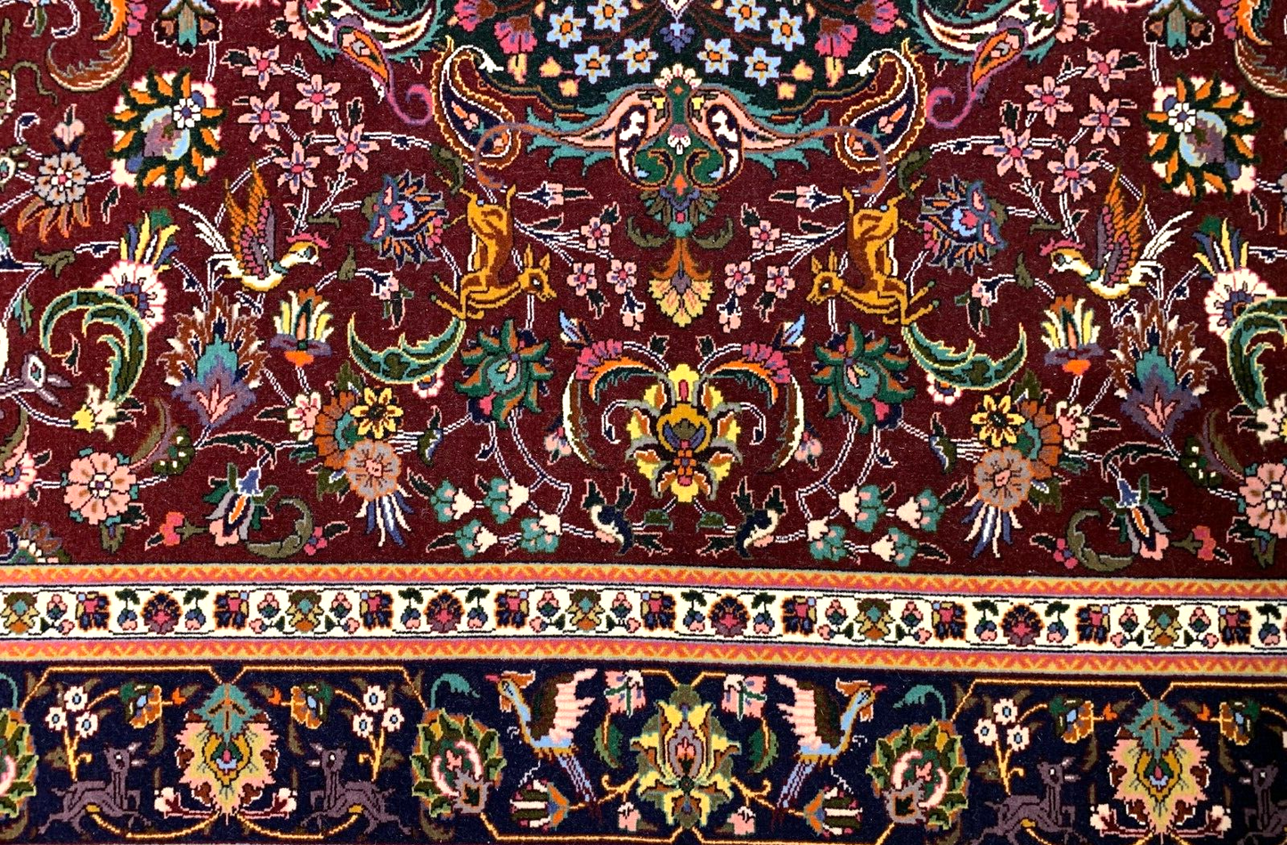 4'9"x6'10" Very Fine Hand-Knotted Wool & Silk Blend Tabrize Carpet - Area Rug