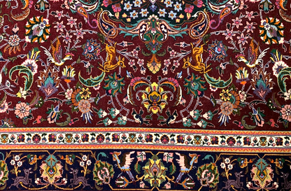 4'9"x6'10" Very Fine Hand-Knotted Wool & Silk Blend Tabrize Carpet - Area Rug