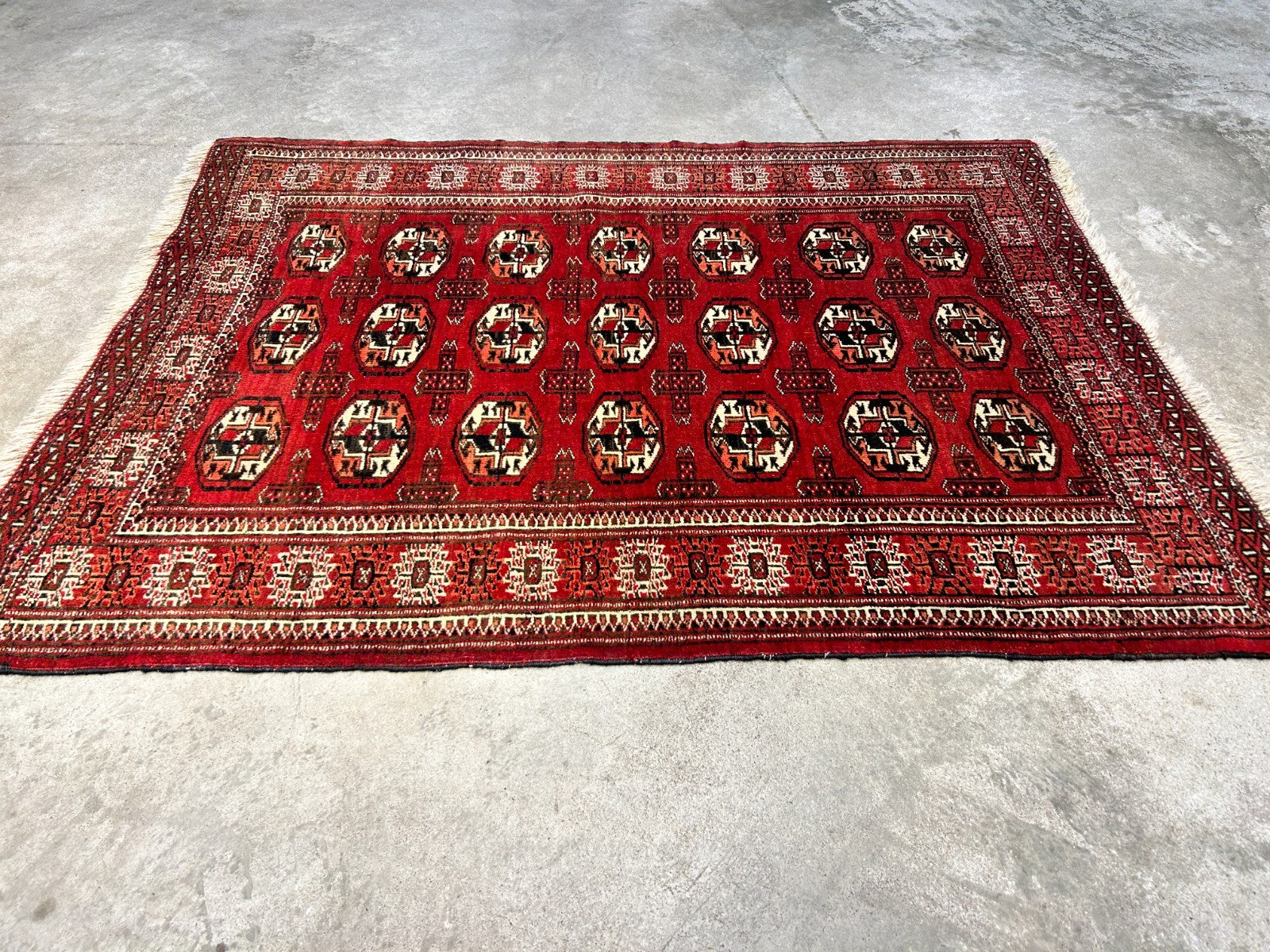 3'x4'2" Hand-Knotted 100% Wool Pile Turkaman Bokhara Rug
