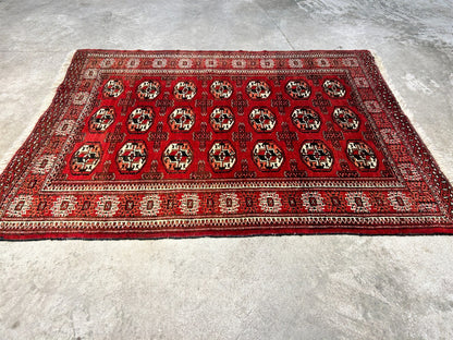 3'x4'2" Hand-Knotted 100% Wool Pile Turkaman Bokhara Rug