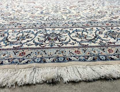 6'9"x10'7" Extremely Fine Hand-Knotted Wool & Silk Blend Naine Carpet - Area Rug