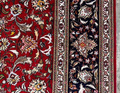 9'x11'9" Fine Hand-Knotted Wool & Silk Tabrize Area Rug - Carpet