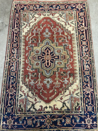 3’x4’9" Hand-Knotted 100% Wool Indoserapi Area Rug - Carpet