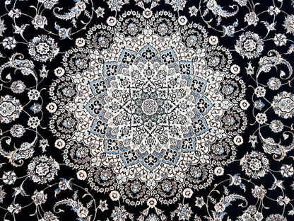  8'3"x11'10'' Very Fine Silk & Wool Habibian Naine Area Rug - Area Carpet