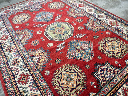 5'7"x7'10" Hand-Knotted 100% Wool Carpet - Fine Kazak Area Rug