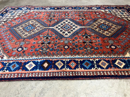 3'2"x5' Hand-Knotted 100% Wool Pile Yalamehe Rug