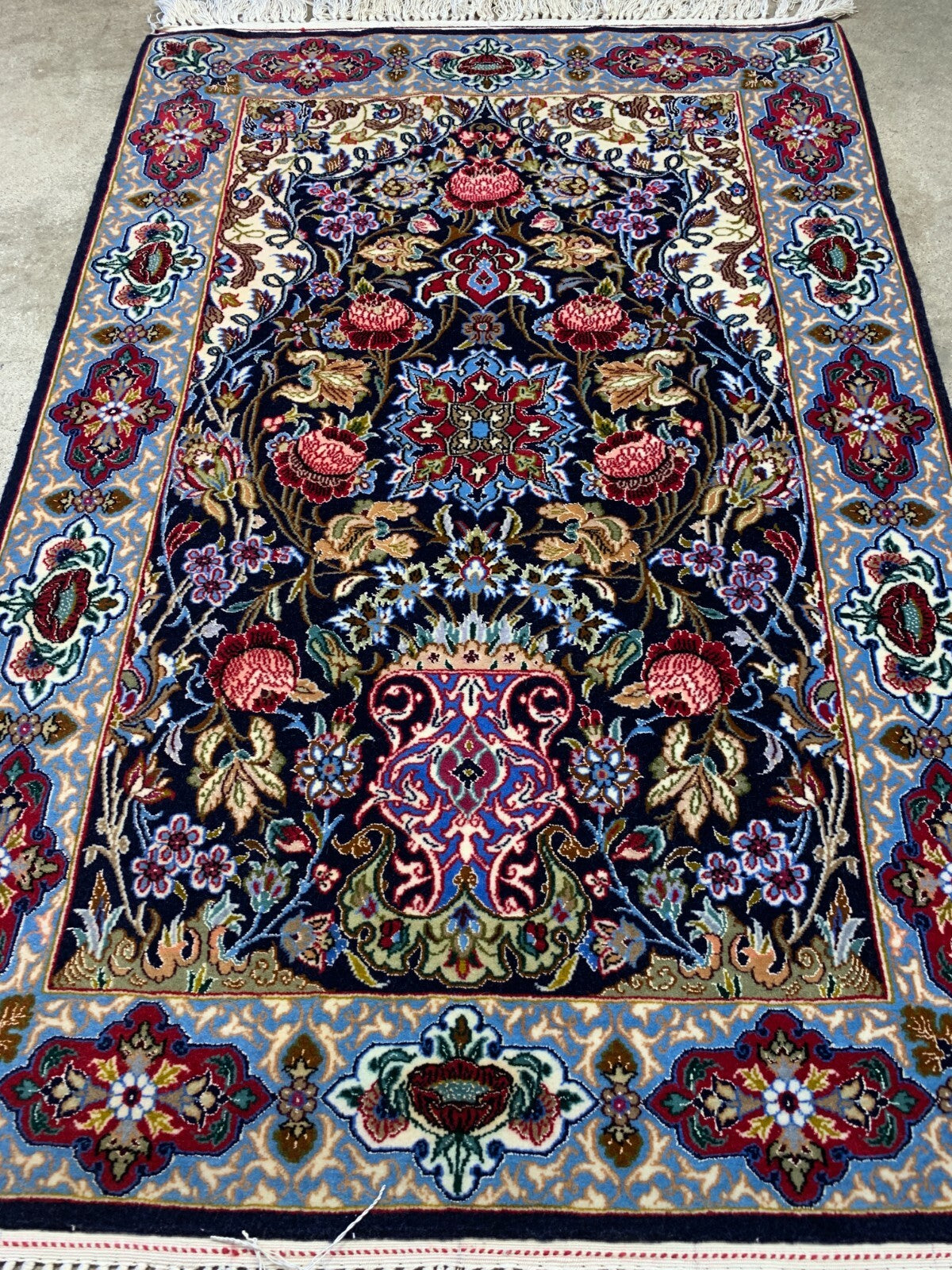 2'3"x3'6" Hand-Knotted Silk & Wool Esfahane Carpet - Area Rug