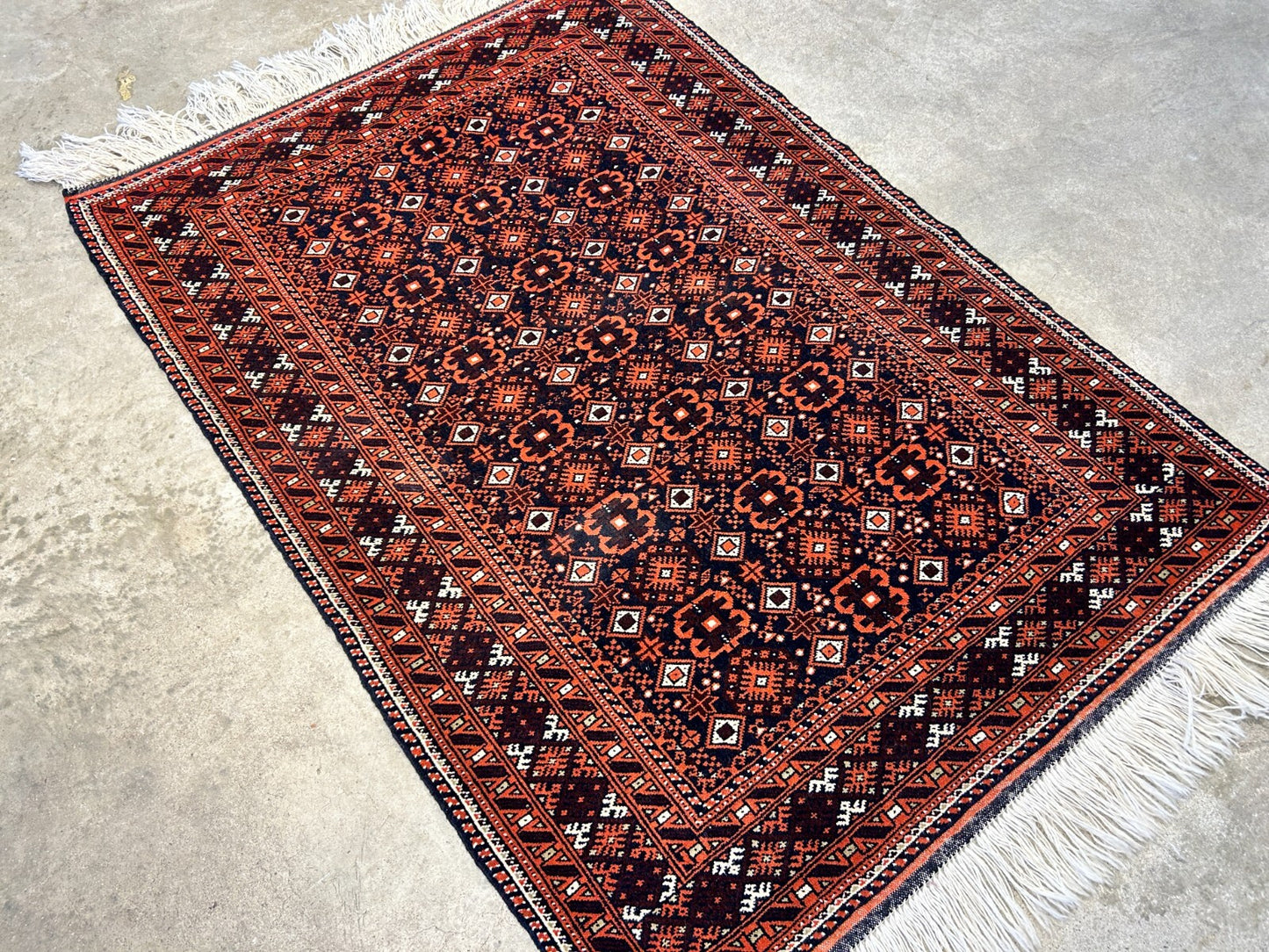 3'2"x4'6" Hand-Knotted 100% Wool Pile Afghan Area Rug