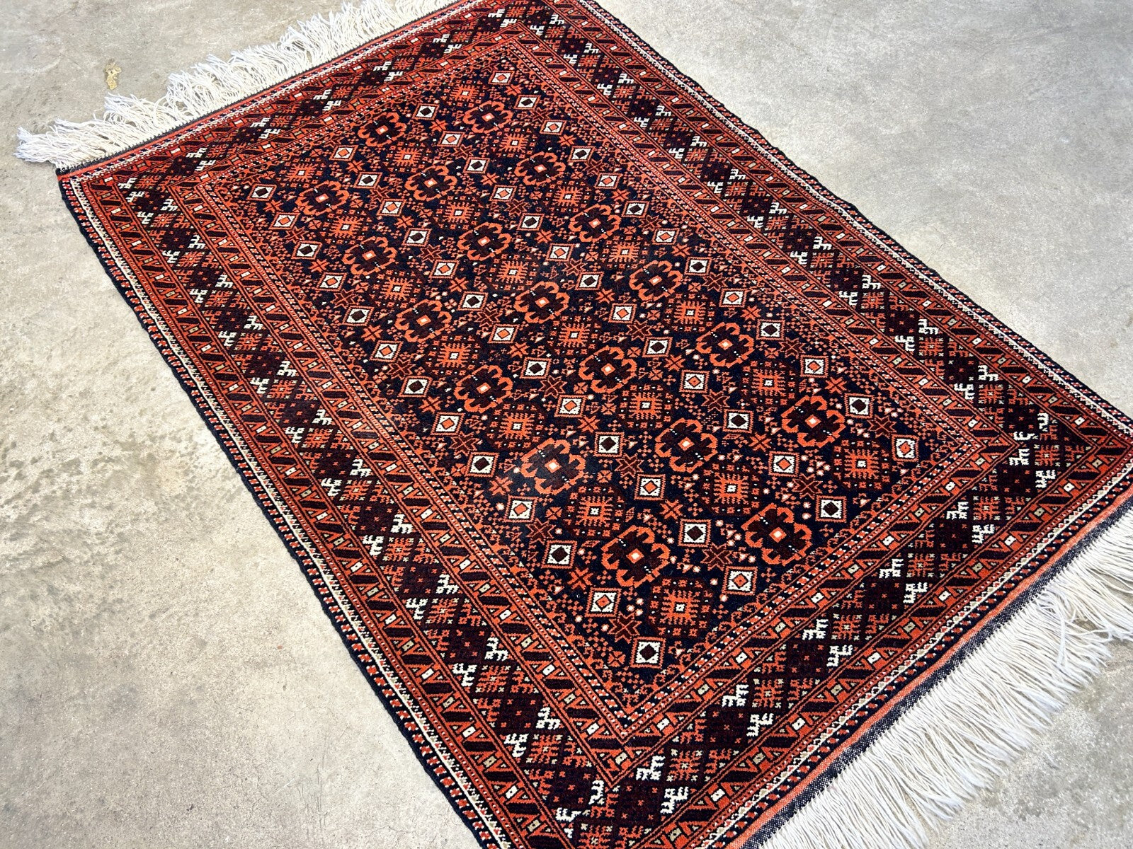 3'2"x4'6" Hand-Knotted 100% Wool Pile Afghan Area Rug