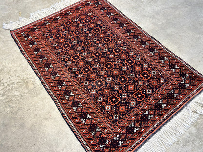 3'2"x4'6" Hand-Knotted 100% Wool Pile Afghan Area Rug