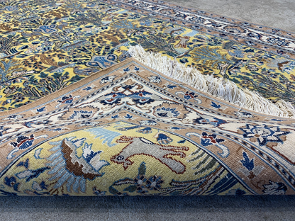 3'7"x5'6'' Very Fine Hand-Knotted Silk & Wool Tree of Life Naine Area Rug - Carp