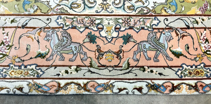6'8"x10' Very-Fine Hand-Knotted Wool & Silk Blend Tabrize Carpet - Area Rug