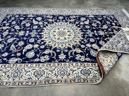 6'5"x10'1" Fine Hand-Knotted Wool & Silk Naine Rug - Area Carpet