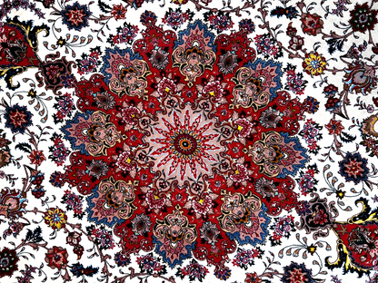 8'4"x11'7'' Very Fine Hand-Knotted Silk & Wool Tabrize Area Rug - Carpet