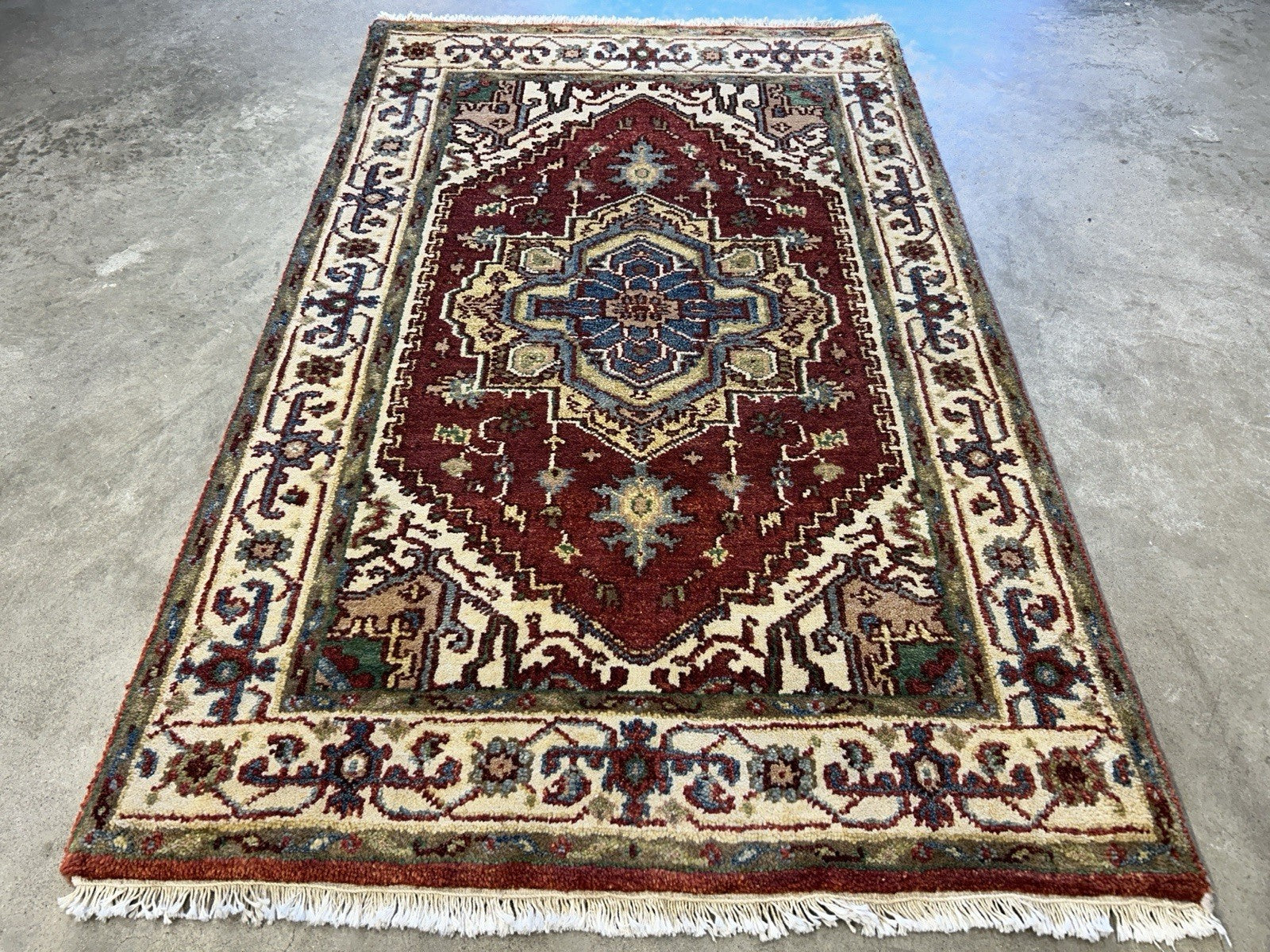 3’x4’11” Hand-Knotted 100% Wool Indoserapi Area Rug - Carpet