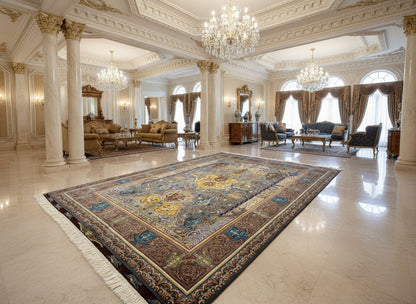 Exquisite 5'10"x8'3" Hand-Knotted Wool & Silk Blend Tabrize Area Rug - Carpet