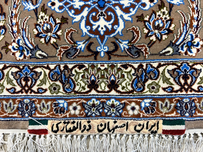 6'9"x10'6" Very Fine Hand-Knotted Wool & Silk Isfahane Rug - Area Carpet