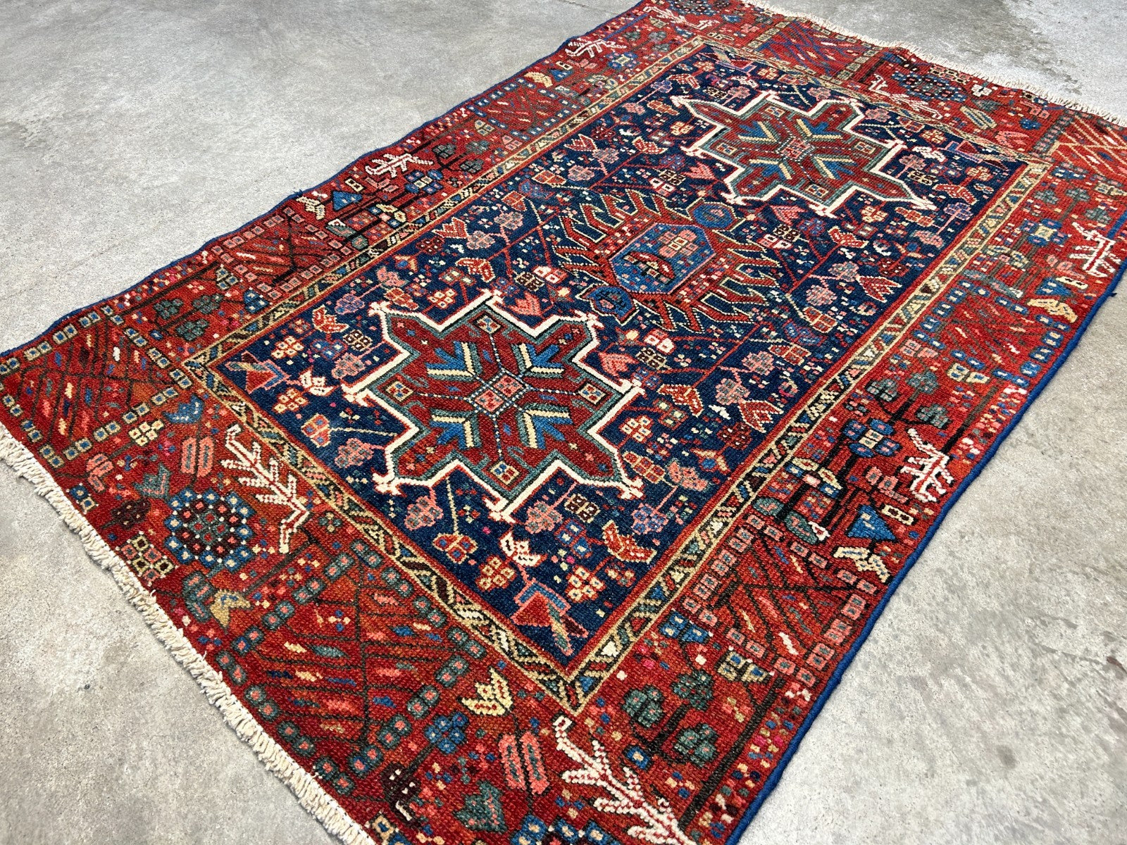 3'x4'6" Antique Hand-Knotted 100% Wool Pile Karaja Rug