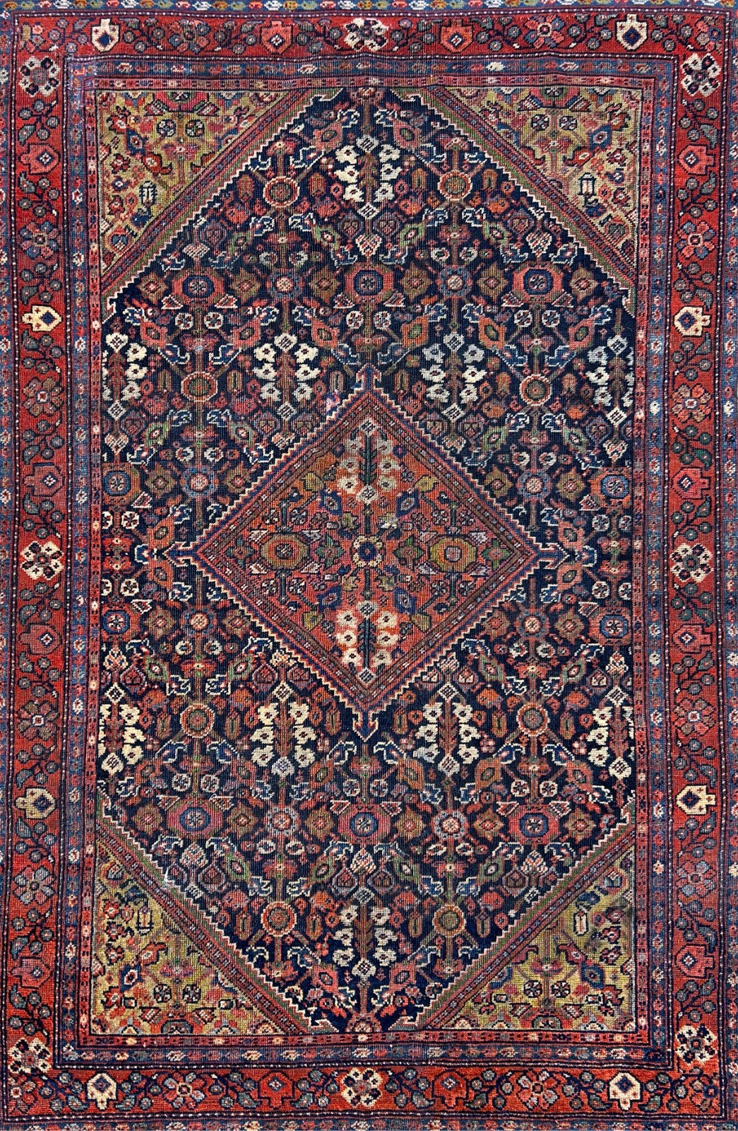 4'4"x6'6" Antique Hand-Knotted 100% Wool Pile Sennehe Area Rug - Carpet
